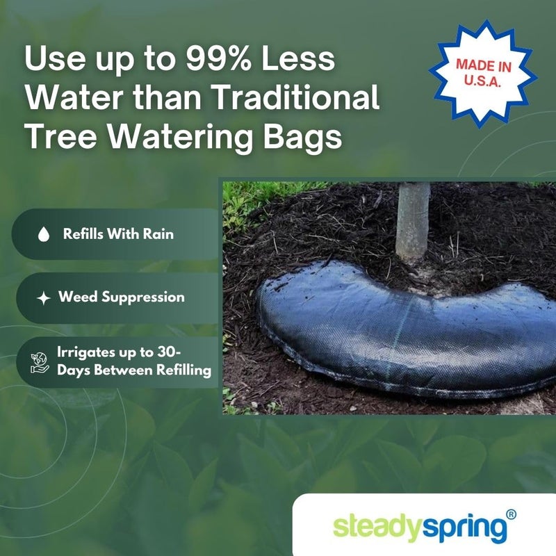 SteadySpring ® 24" Smart 30+Day Tree Watering Mat - AUTO Refills with RAIN and Slow Releases As Plant Needs - for Root Balls 11" - 15" Dia Slow Release Technology Prevents Over and Under Watering (1) - Image 2
